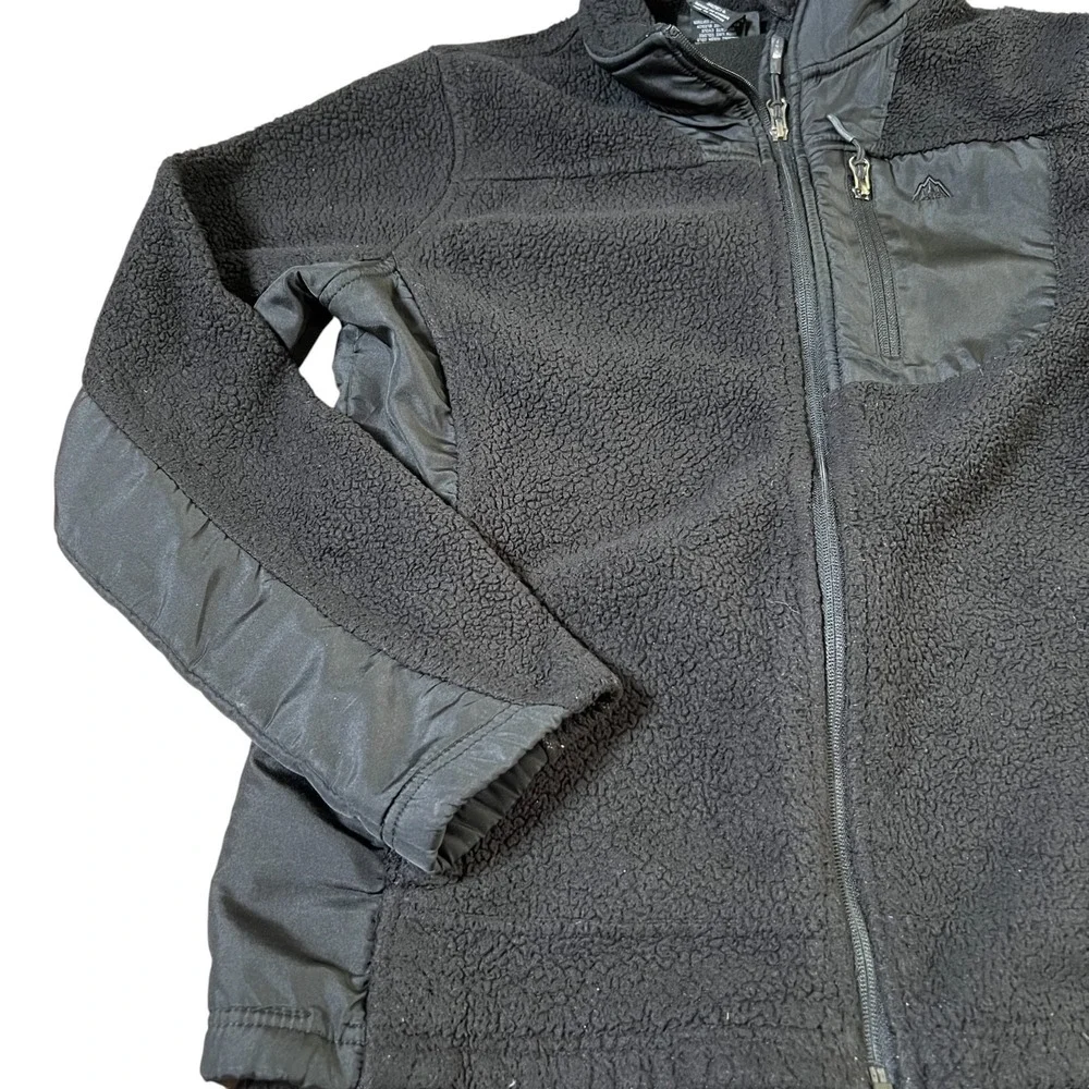 Snozu Mens Performance‎ Fleece Jacket Sz L Black Full Zip Sherpa Outdoor